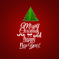 Obraz na płótnie Canvas Christmas Greeting Card. Merry Christmas lettering with Christmas tree, vector illustration