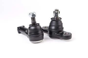 Tip, tie rod and ball, trunnion ball ,ball joint for car isolated on white background. New car parts.