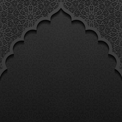 Dark background with traditional floral ornament - 308284075