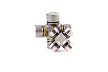 The crossbar of the steering shaft,The propeller shaft yoke for cars isolated on white background. New car parts.