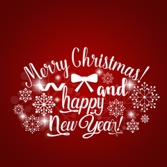 Christmas Greeting Card. Merry Christmas and Happy New Year lettering, vector illustration.