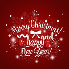 Fototapeta na wymiar Christmas Greeting Card. Merry Christmas and Happy New Year lettering, vector illustration.