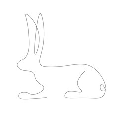 Easter bunny, farm animal continuous line drawing vector illustration