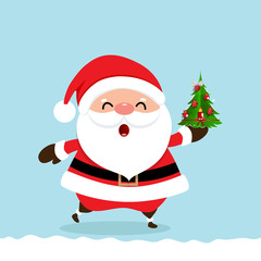 Christmas Greeting Card with Christmas tree, vector illustration