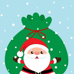 Christmas Greeting Card with Christmas Santa Claus, vector illustration