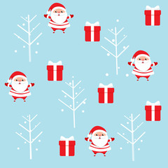 Christmas Greeting Card with Christmas Santa Claus and Christmas tree, vector illustration