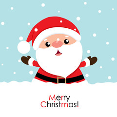 Christmas Greeting Card with Christmas Santa Claus. Vector illustration