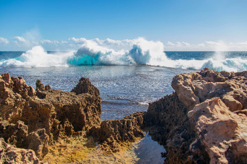 waves on rock