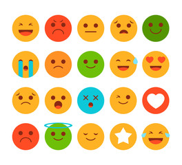 Emoji collection. Happy yellow face set vector isolated
