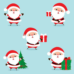 Christmas Greeting Card with Christmas Santa Claus and Christmas tree, vector illustration