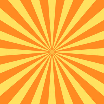 Orange Yellow Background Superhero. Super Hero Cartoon Gradient Texture. Sun Rays Burst. Radiate Sun Beam, Burst Effect Retro. Sunbeam Light Flash Boom. Sunlight Starburst Poster. Vector Illustration