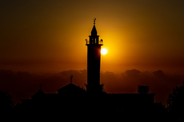 mosque at sunset