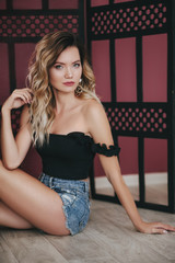 Fototapeta premium Portrait of beautiful young woman with makeup