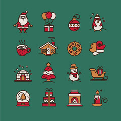 Set of Christmas icons for design and decoration