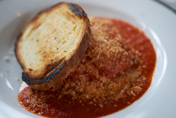 Eggplant Parmigiana with toasted bread