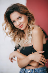 Fototapeta premium Portrait of beautiful young woman with makeup