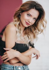 Portrait of beautiful young woman with makeup