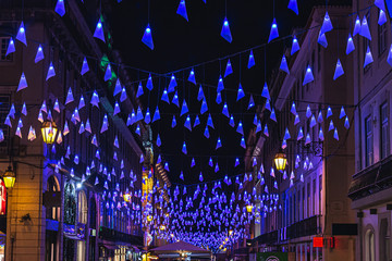 Christmas decorations in Lisbon, street lighting, Portugal