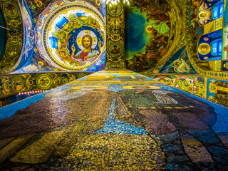 Fototapeta na wymiar ST. PETERSBURG, RUSSIA - DECEMBER 25, 2009: View of the interior of the Church of the Savior on Spilled Blood.
