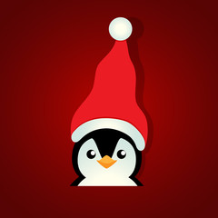 Holiday Christmas background with Penguin cartoon. Vector illustration