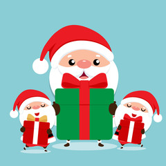 Holiday Christmas greeting card with Santa Claus. Vector illustration