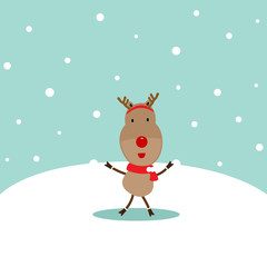 Holiday Christmas background with Reindeer. Vector illustration