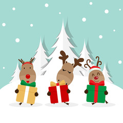 Holiday Christmas background with Reindeer. Vector illustration