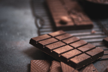 Chocolate bars on a dark background