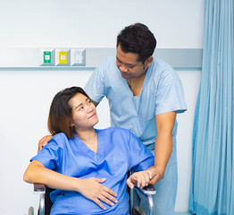 female pregnant patient and male patient