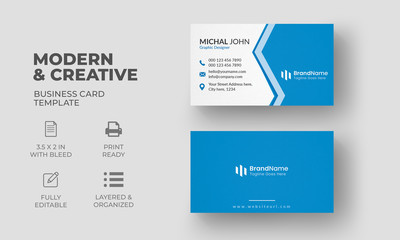 Business Card Template with blue Background
