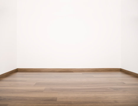 Leerer Raum &ndash; wei&szlig;e Wand mit Holzboden