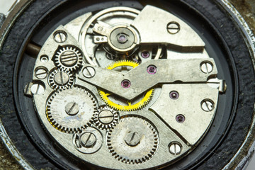 Movement wrist watch, grunge style. wrist watch mechanics