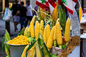 Naklejka premium Street vendor place in Beirut selling corn