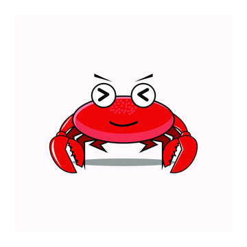 Vector illustration of an emoticon with crab characters can also be used for logos and mascots