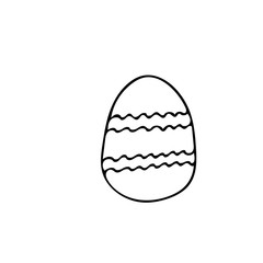 decorated egg with lines and stripes in hand drawn style. Easter holiday decor.