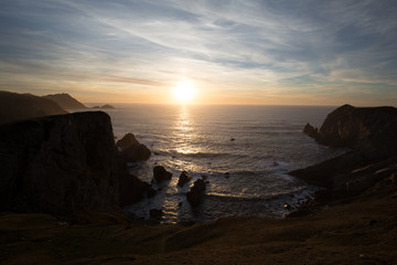 Sunset on the desolated beach of Port on the Wild Atlantic Way