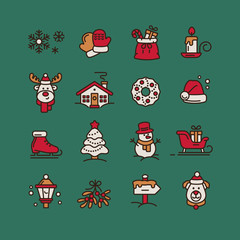 Set of Christmas icons for design and decoration