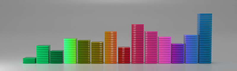 colorful, stylish 3d business graph 