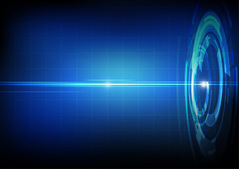 Vector : Abstract technology circles with stripes on blue background