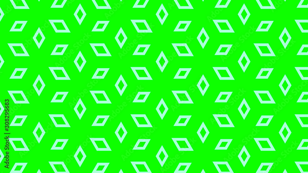 Fototapete abstract pattern of small rhombuses white on a green background, 3D render, computer graphics