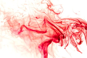 Red smoke on white background