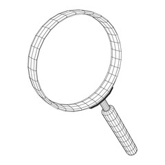Magnifying glass. Business search concept. Wireframe low poly mesh vector illustration