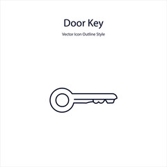 Door Key Vector icon Outline Style