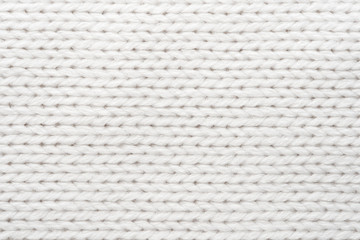 White Knit Fabric Background. Wool Sweater Texture Close Up