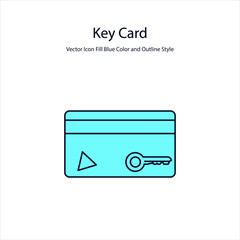 Obraz premium Key Card Vector icon Fill Blue Color And Outline Style