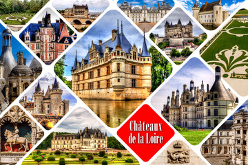 Castles of the Loire Valley (Chateaux de la Loire) collage.