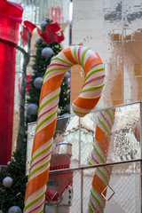 Obraz na płótnie Canvas Holiday ornamental candy cane Christmas decoration