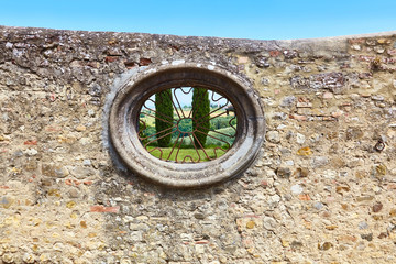 Beautiful park wall in Tuscany with a view.