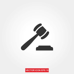 Judge gavel flat icon vector Illustration