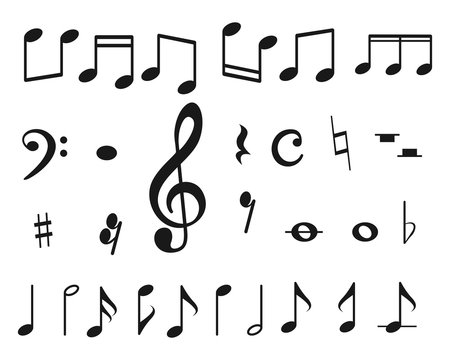 Music notes icons set. Musical key signs. Vector symbols 
